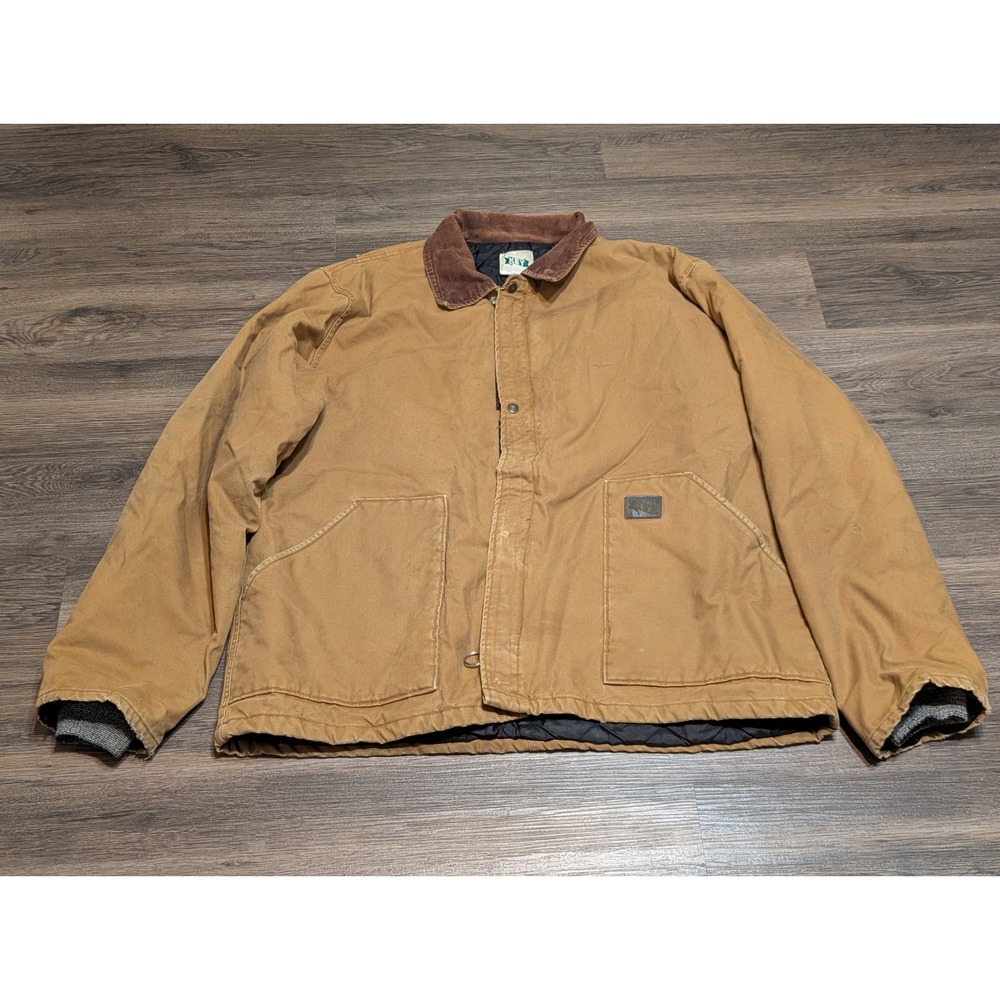Vintage Key Mens Workwear Chore Barn Coat Quilted Lined‎ Tan Size 2XLT
